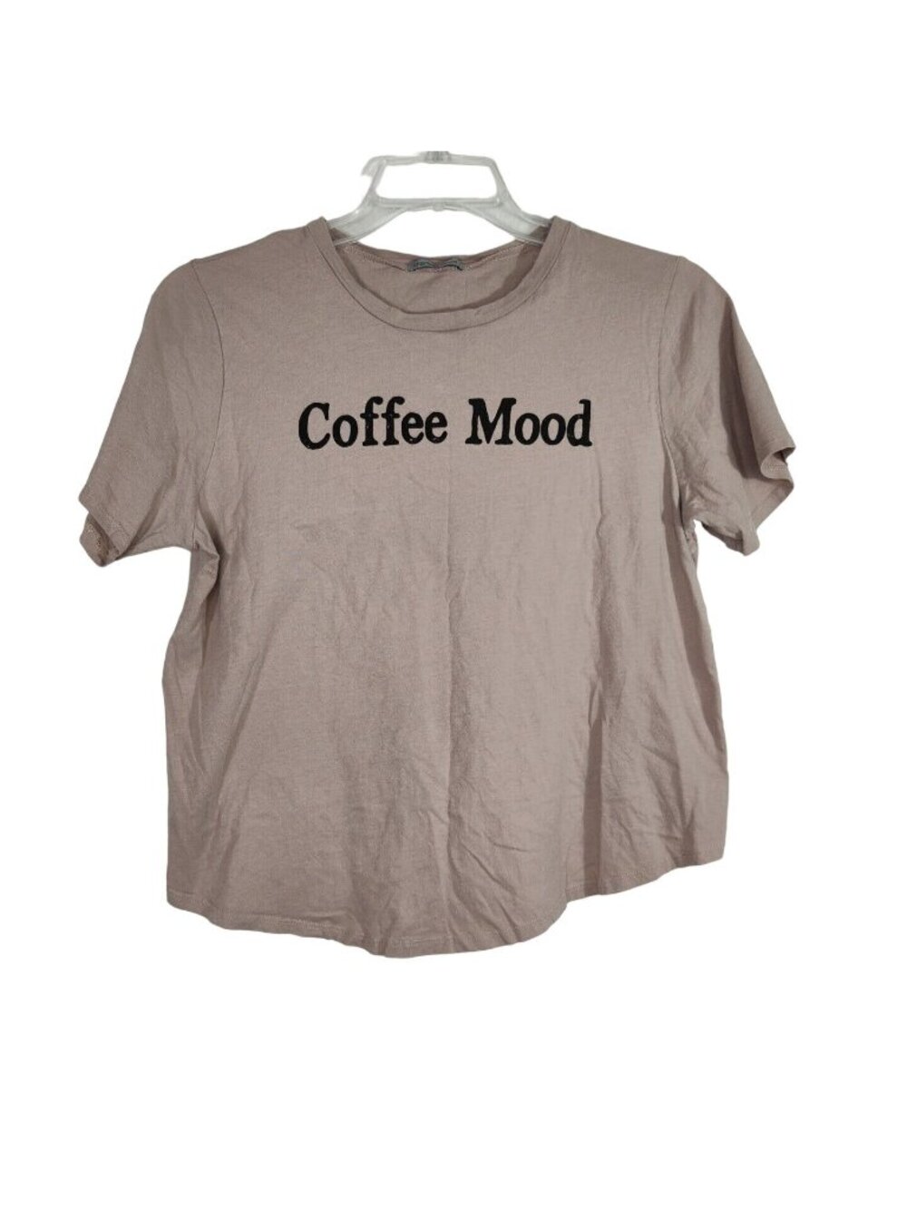 Charlotte Russe Coffee Mood T-Shirt Knit Top Women Size L Brown Short Sleeve